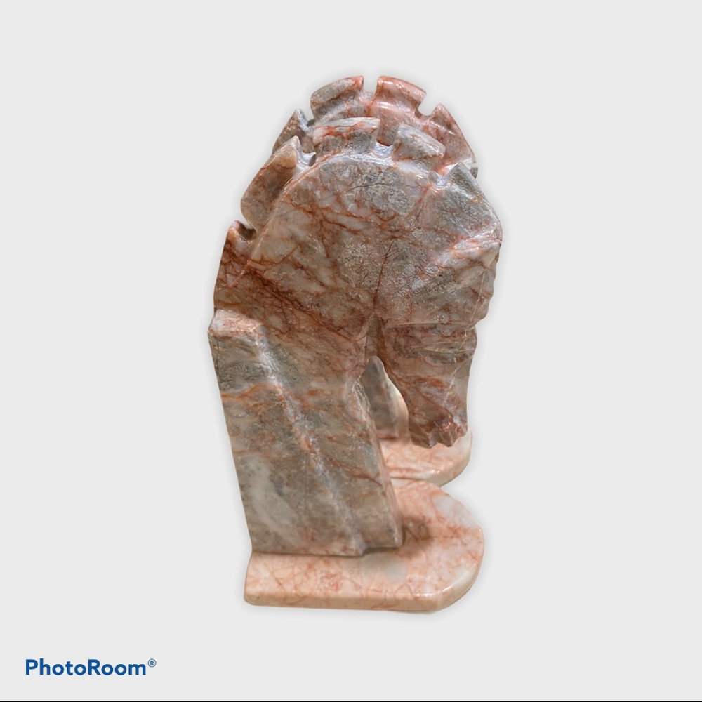 🤎SOLD🤎 Vintage Alabaster Horse Head Bookends - Picture 2 of 6